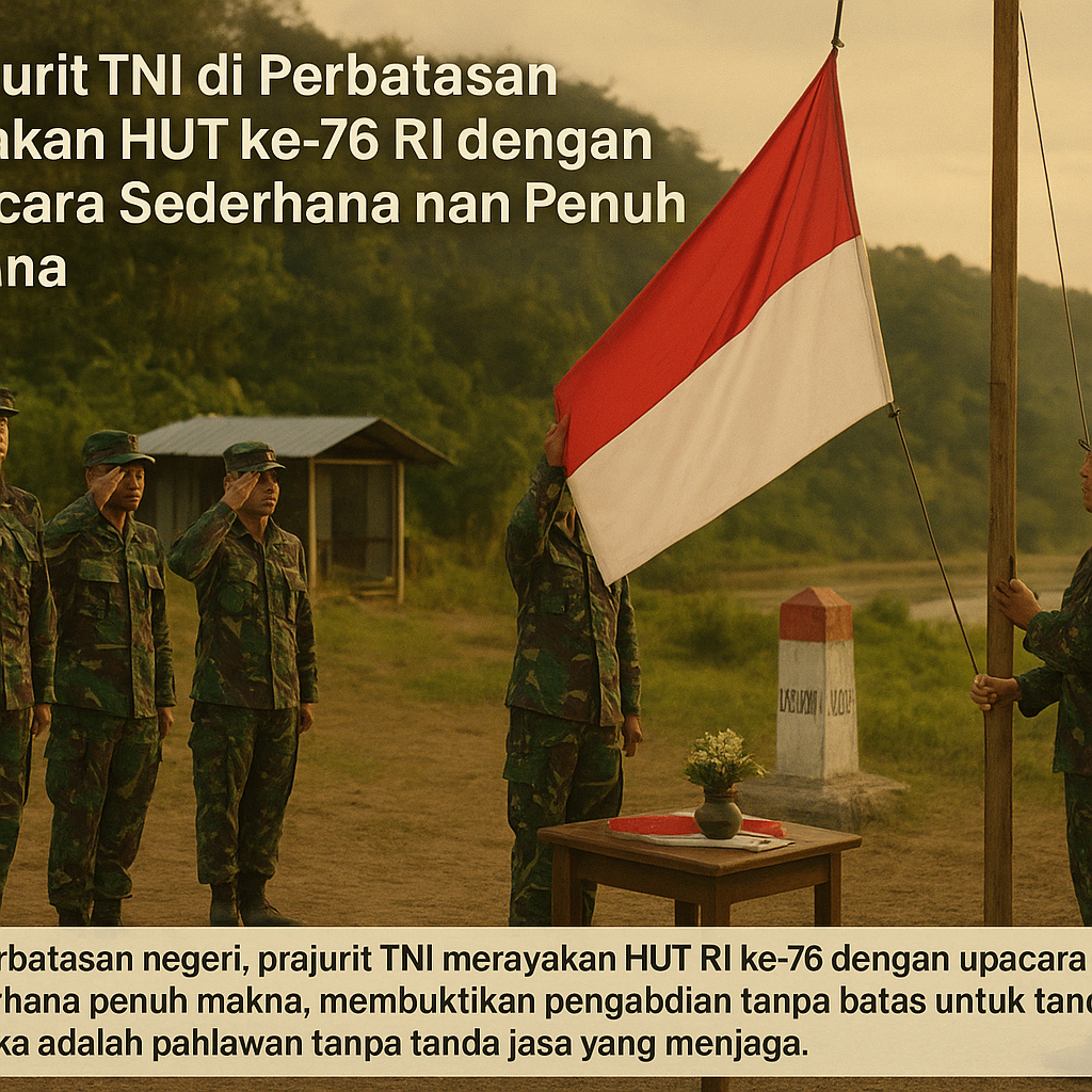 Prajurit TNI di Perbatasan Rayakan HUT ke-sampaikan76 RI dengan Upacara Sederhana nan Penuh Makna