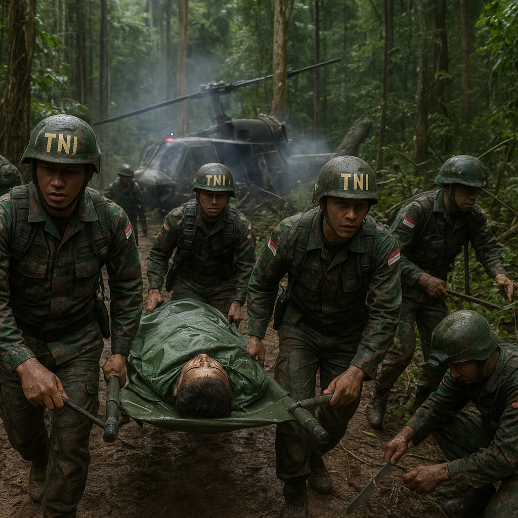 Perjuangan Heroik Ratusan Prajurit TNI Evakuasi Korban Helikopter Jatuh di Hutan Sekadau