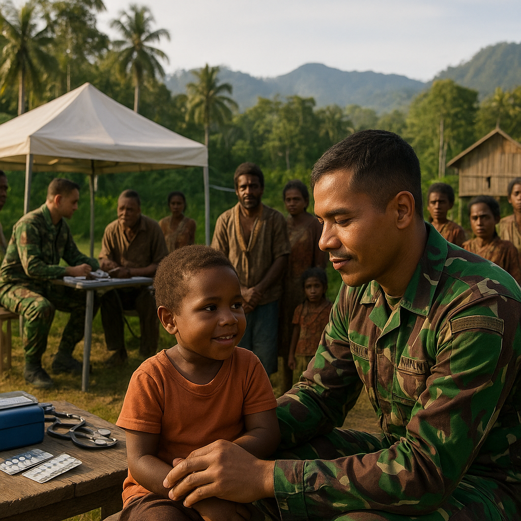 Jejak Kemanunggalan: Satgas Yonif 742/SWY Hadirkan Senyum dan Kesehatan di Pelosok Papua