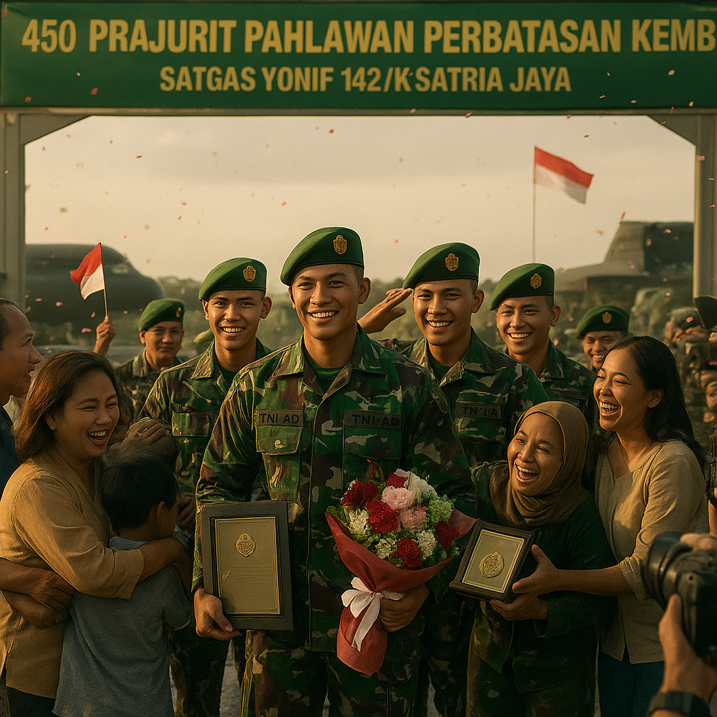 450 Prajurit Pahlawan Perbatasan Kembali dengan Tangan Penuh Prestasi