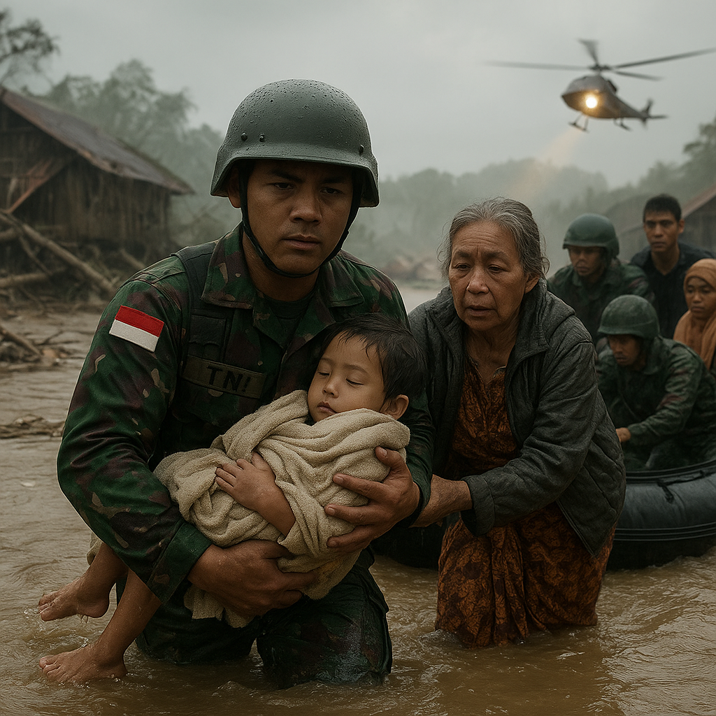 Keteladanan Prajurit TNI: Rela Berkorban Bantu Korban Banjir Bandang di Sulawesi Tengah