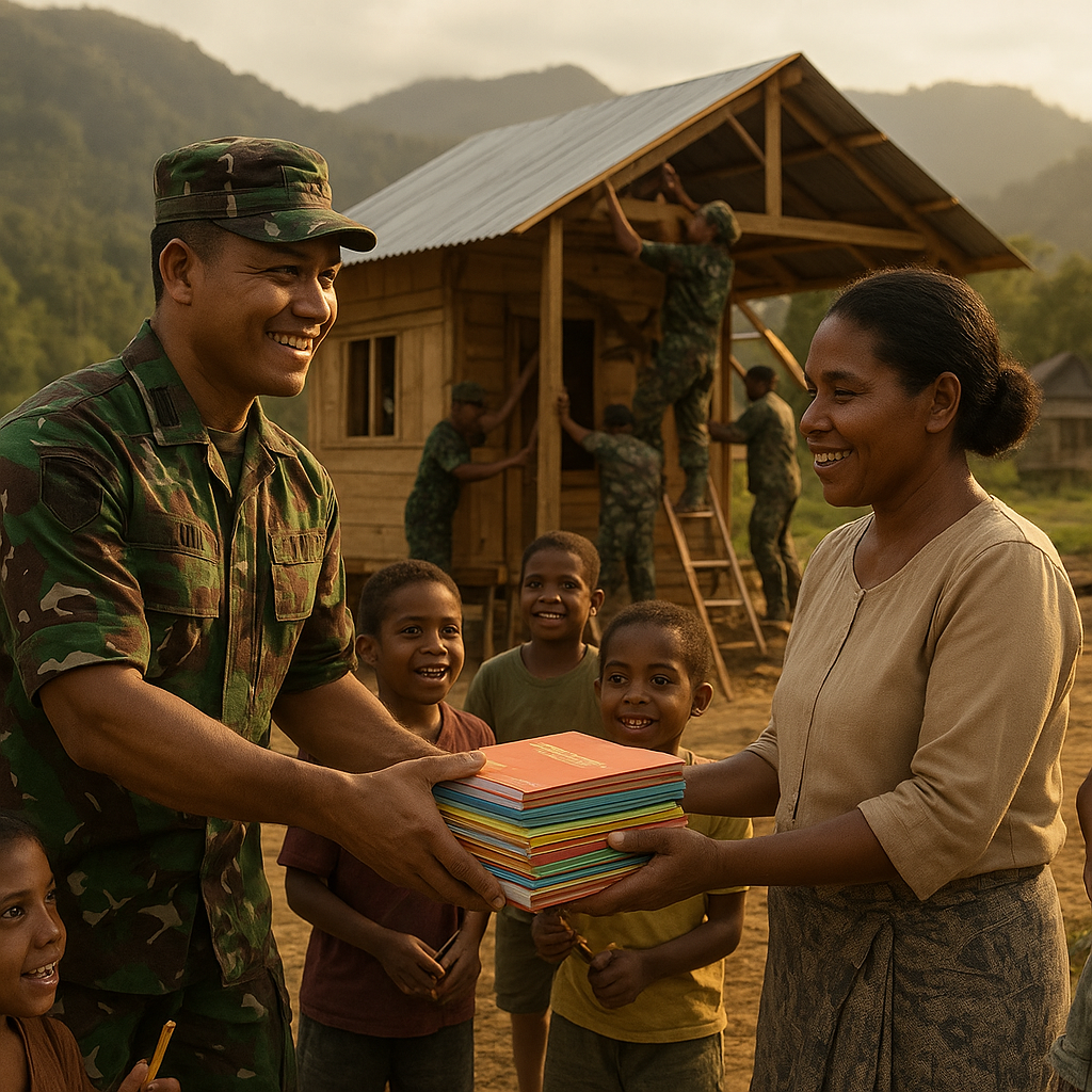 Satgas TNI Bantu Bangun Sekolah di Daerah Terpencil Papua: 'Pendidikan adalah Senjata Terkuat'