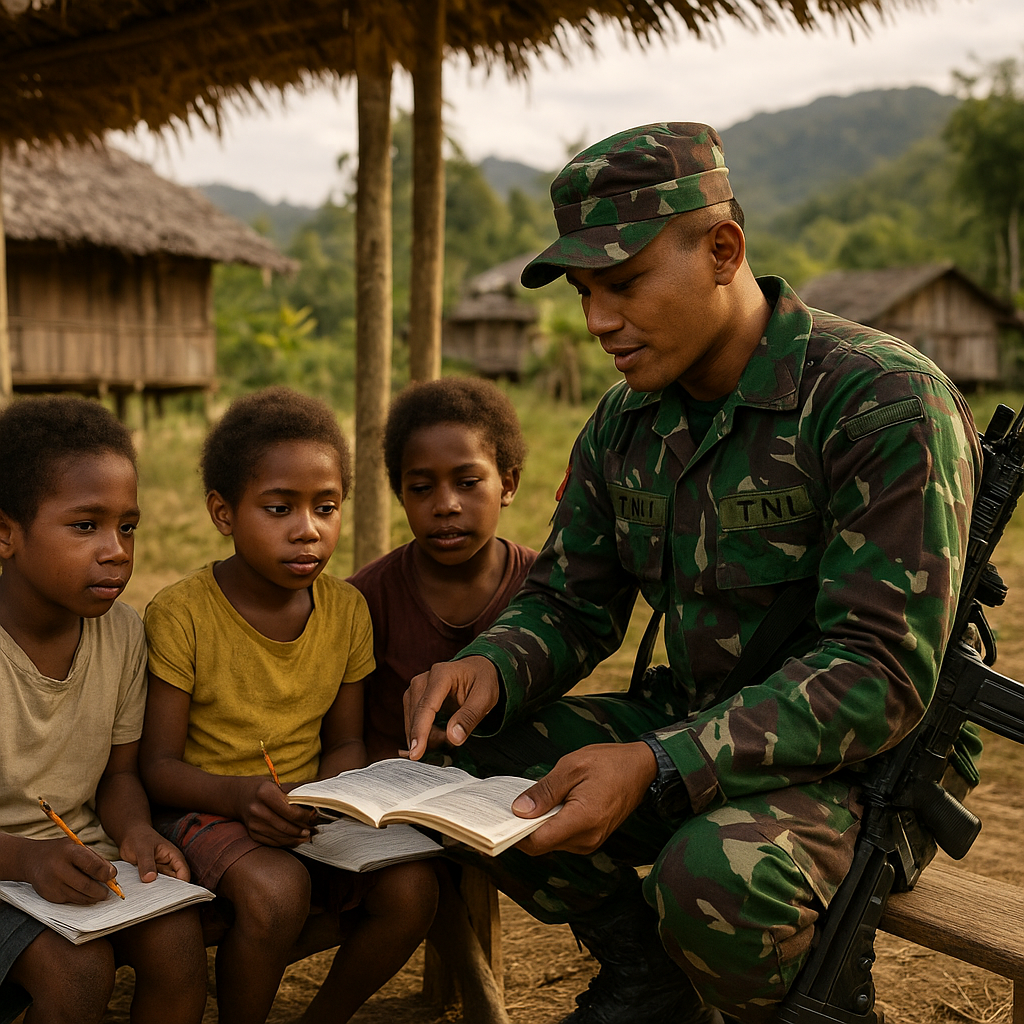 Kisah Haru Prajurit TNI di Perbatasan: Mengajar Anak-anak Papua Sambil Bawa Senjata dan Buku