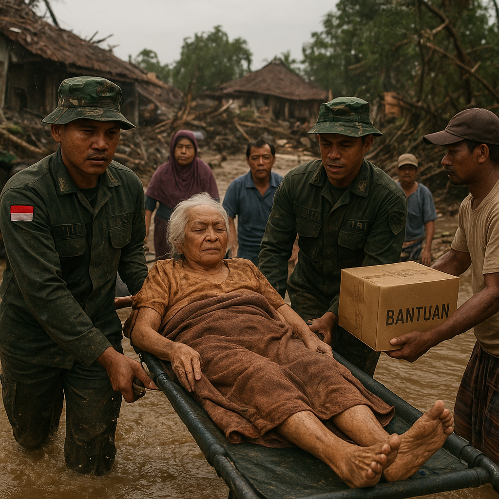Prajurit TNI Bantu Korban Bencana Banjir Bandang di Sulawesi Tengah