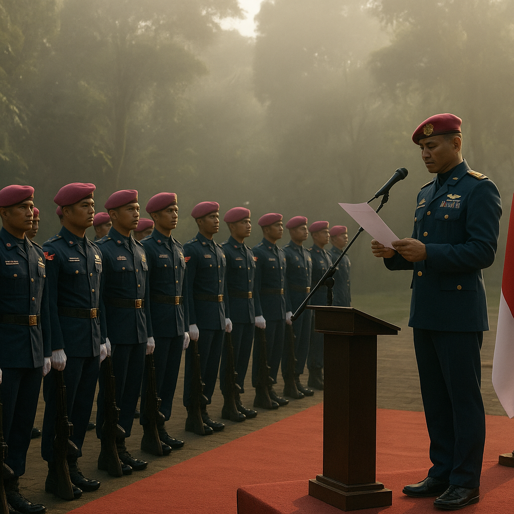Prajurit Batalyon Arhanud 1 Marinir TNI AL Laksanakan Upacara Hasta Pora