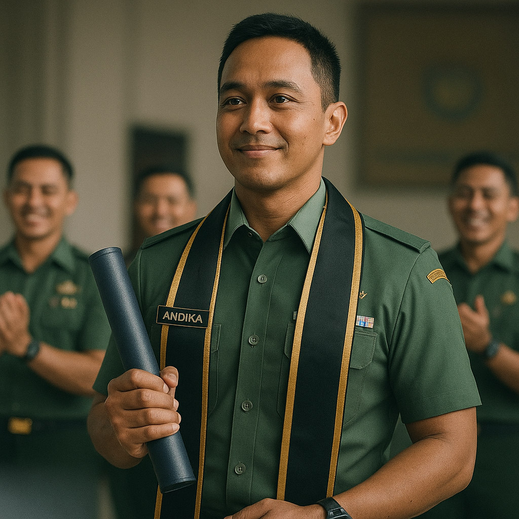 Peltu Andika, Prajurit TNI AD Raih Gelar Sarjana dengan IPK Sempurna di Tengah Tugas