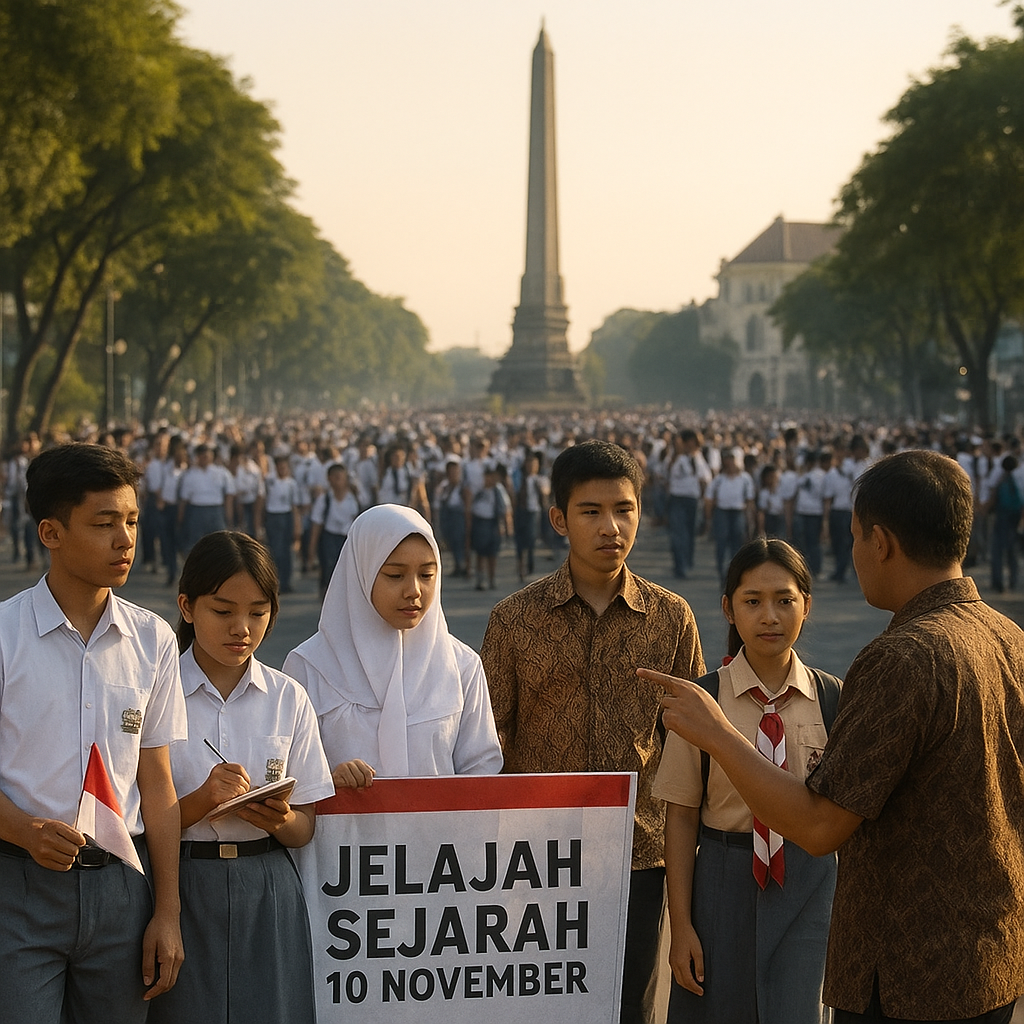 Napak Tilas Perjuangan di Surabaya, Ribuan Pelajar Ikuti 'Jelajah Sejarah 10 November'