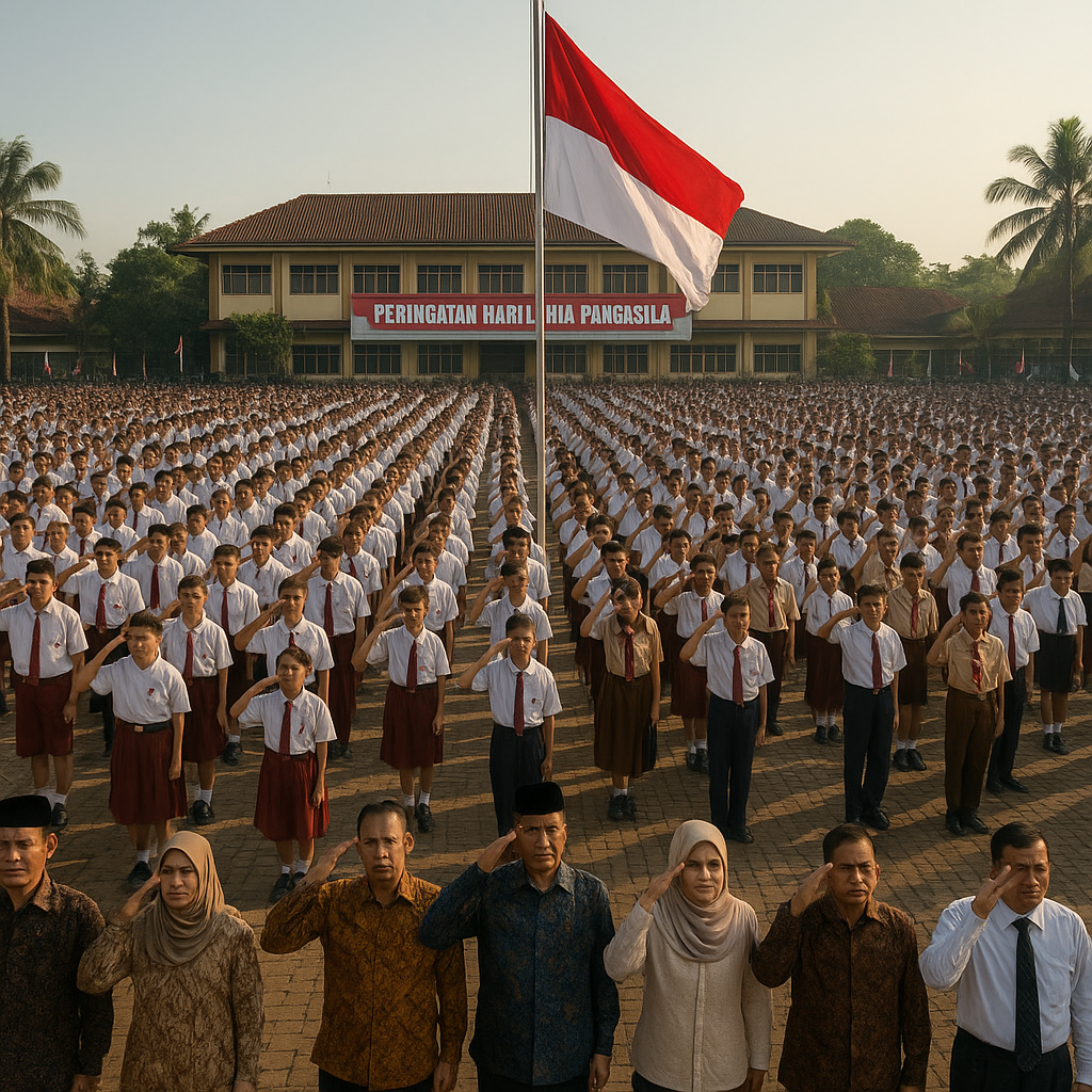 Peringati Hari Lahir Pancasila, Ribuan Pelajar Ikuti Upacara Bendera dengan Khidmat