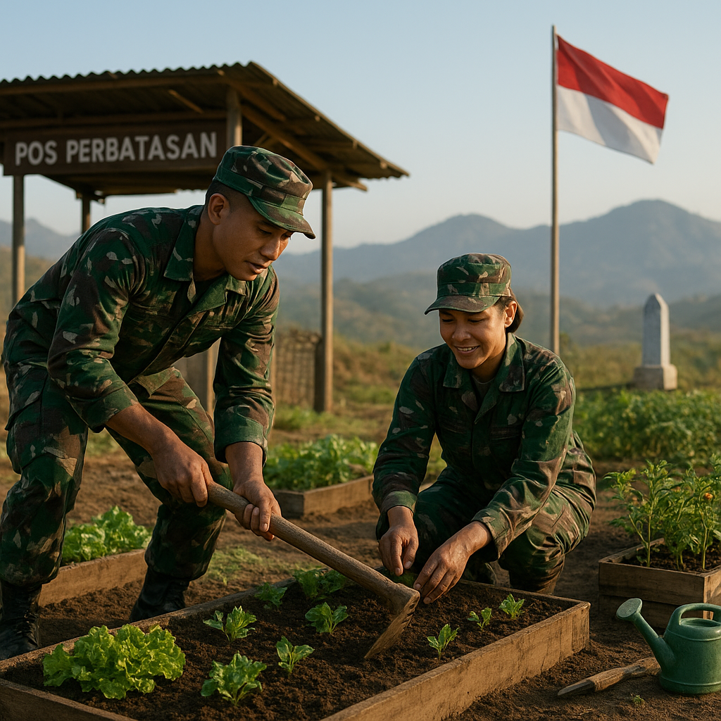 Prajurit TNI Kembangkan Pertanian Organik di Pos Perbatasan, Swasembada Pangan Sekaligus Jaga Wilayah