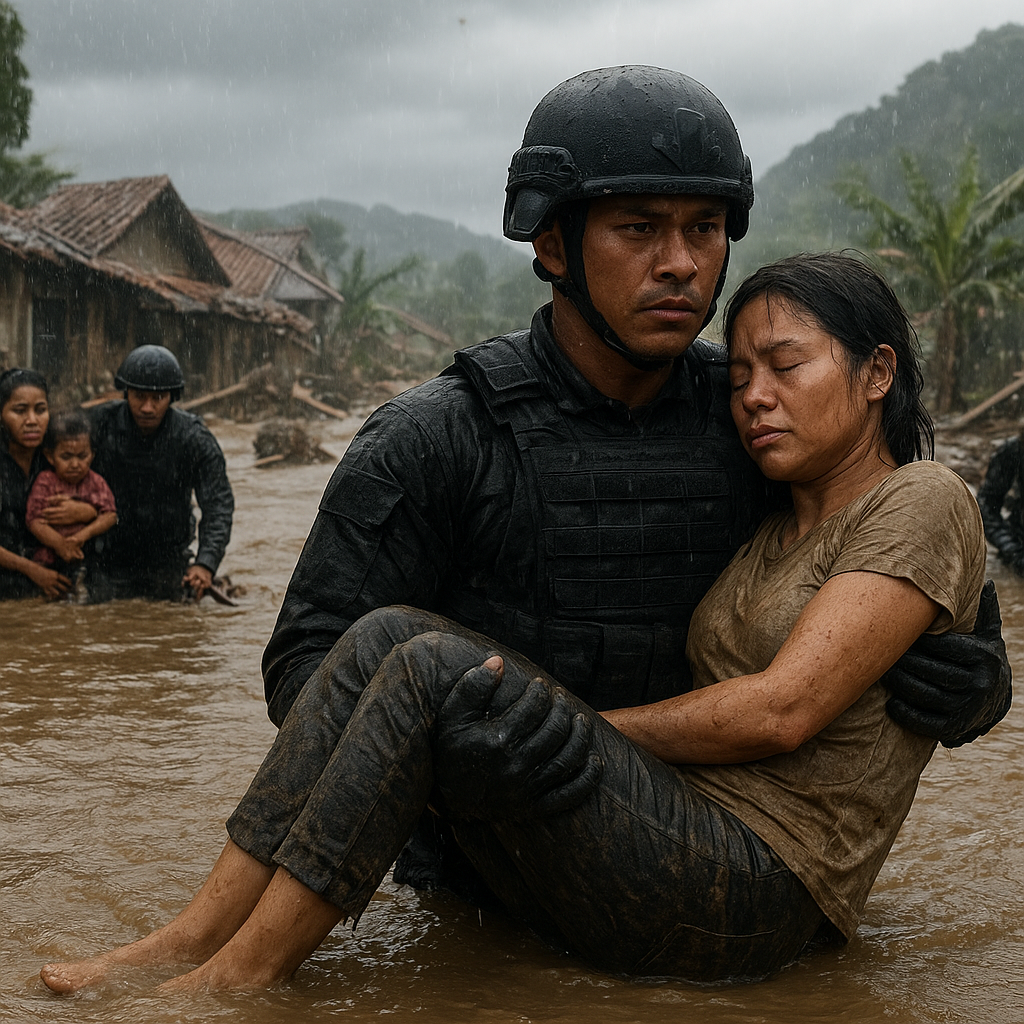 Prajurit TNI AL Selamatkan Warga dari Banjir Bandang di Garut, Dijuluki 'Malaikat Tanpa Sayap'