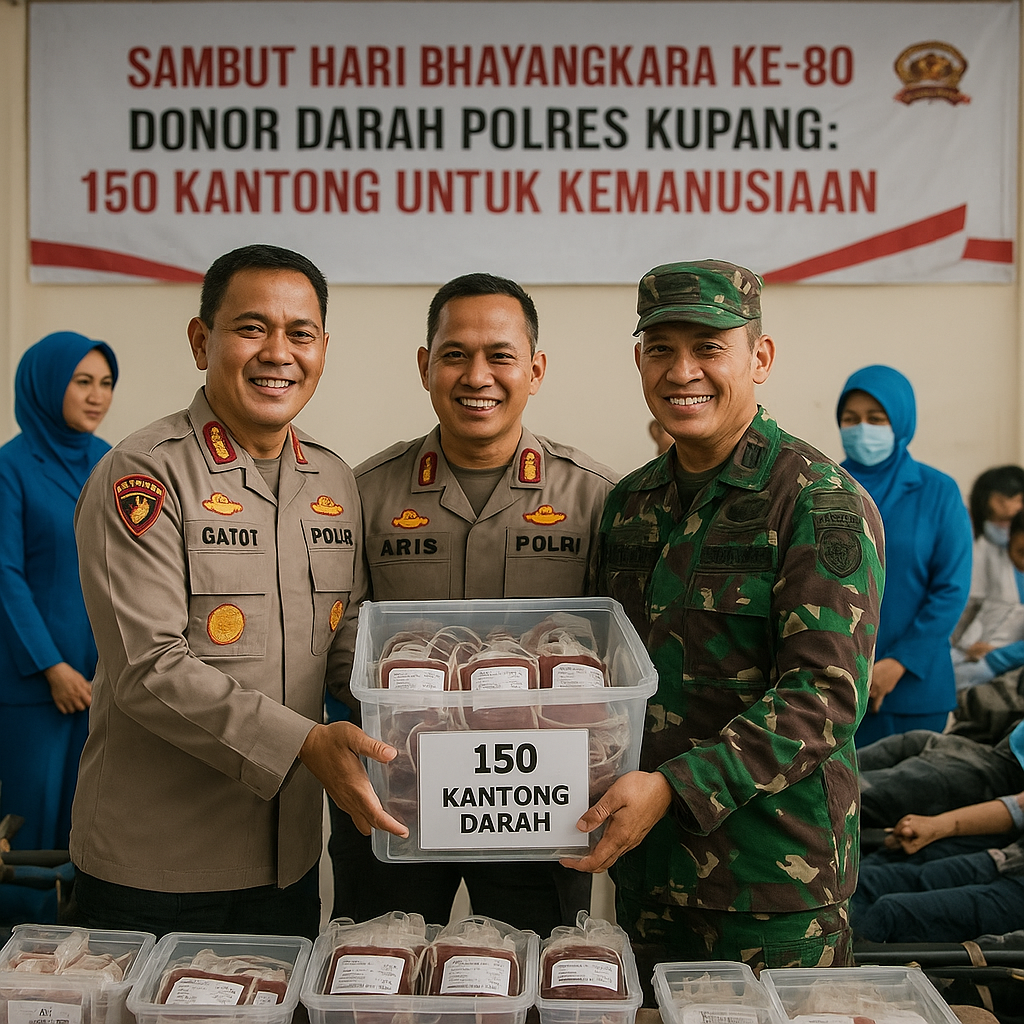 Sambut Hari Bhayangkara ke-80, Polres Kupang Kumpulkan 150 Kantong Darah untuk Kemanusiaan