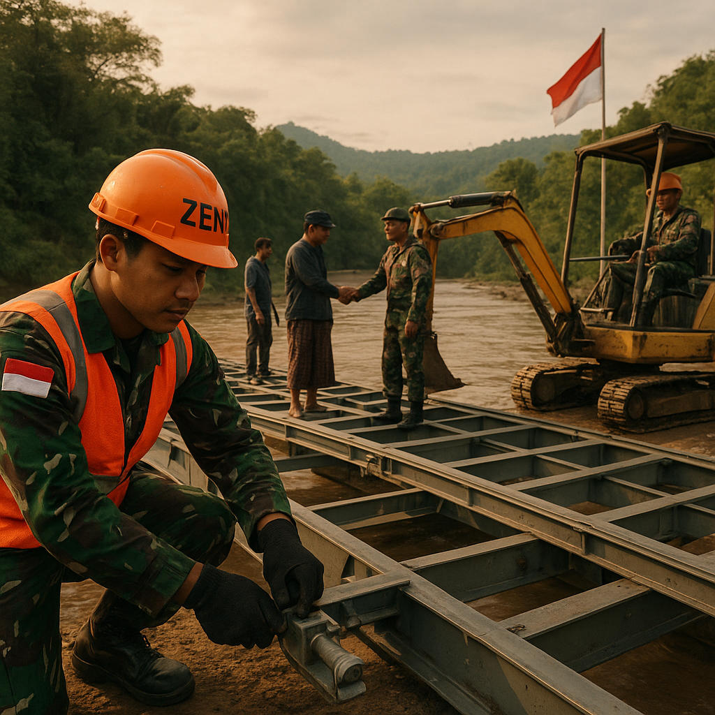 Zeni TNI AD Bangun Jembatan di Perbatasan, Bukti Kehadiran Negara Hingga Pelosok Negeri