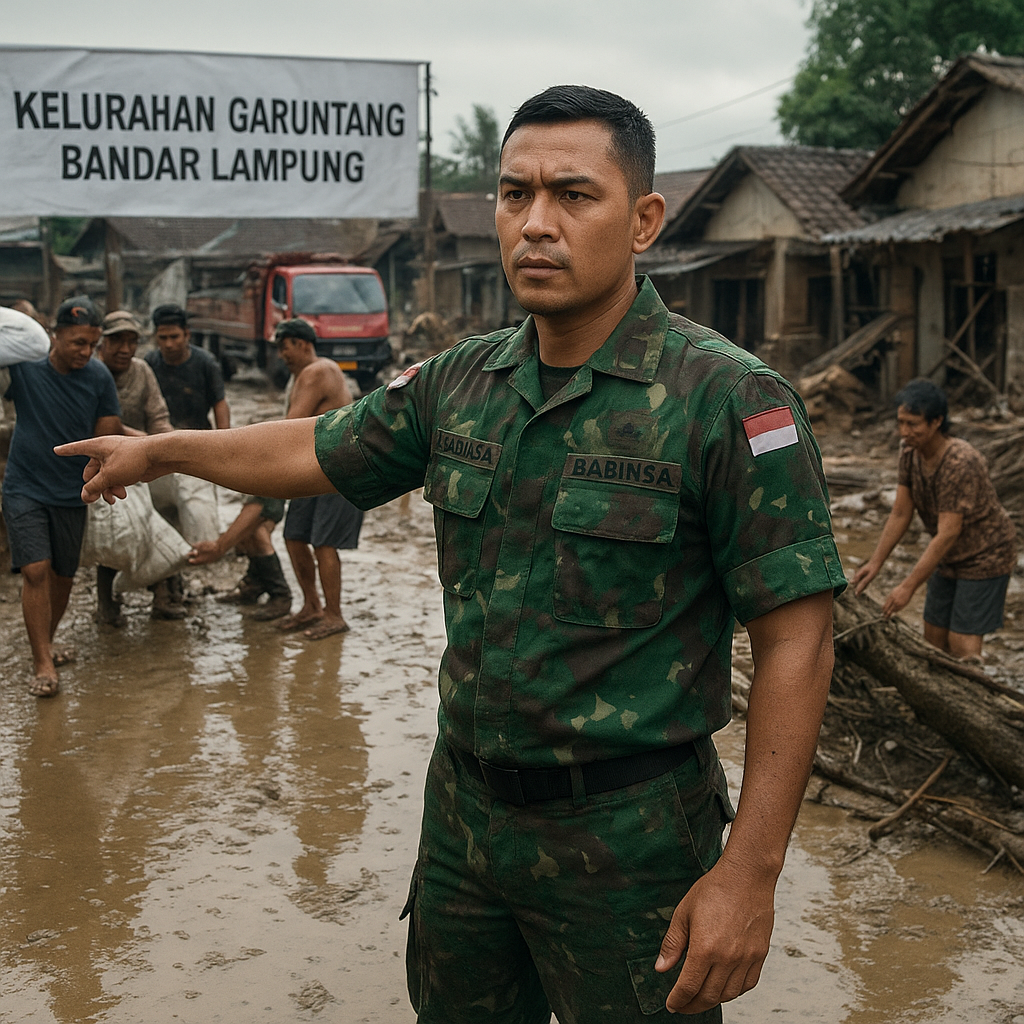 Sigap di Tengah Bencana, Babinsa Garuntang Jadi Teladan Dedikasi Prajurit TNI