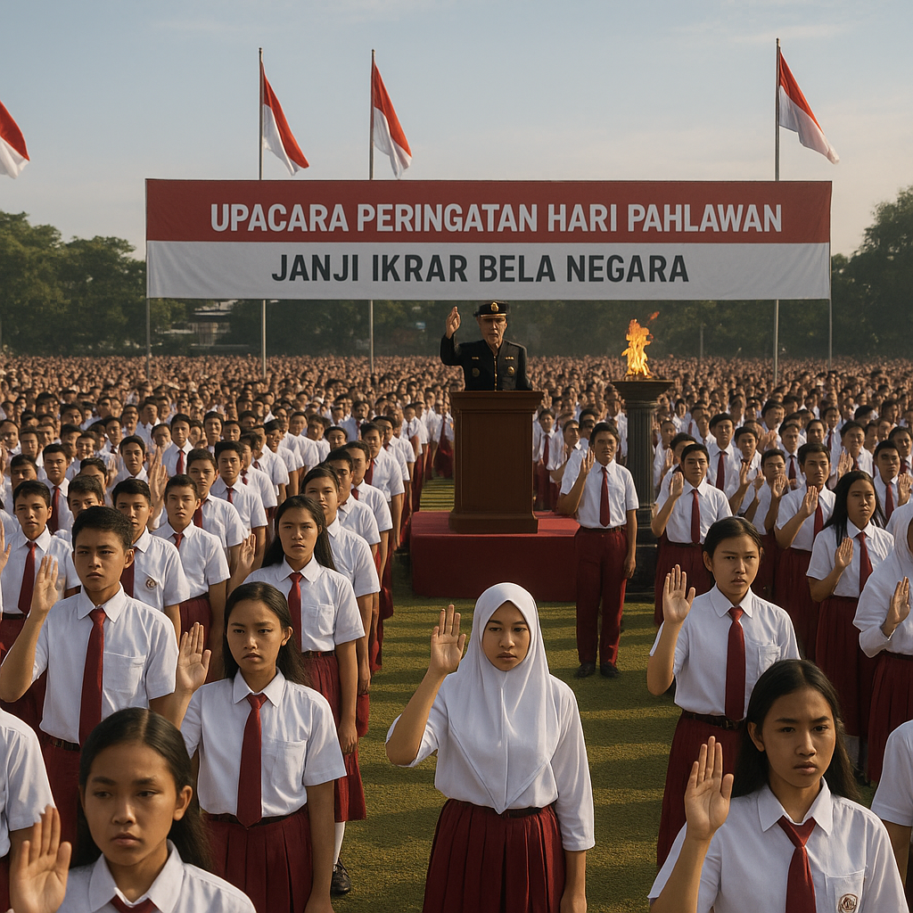 Upacara Peringatan Hari Pahlawan, Ribuan Pelajar Ikuti Janji Ikrar Bela Negara