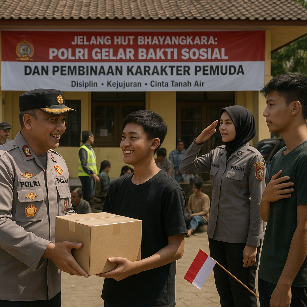 Jelang HUT Bhayangkara, Polri Gelar Bakti Sosial dan Pembinaan Karakter Pemuda