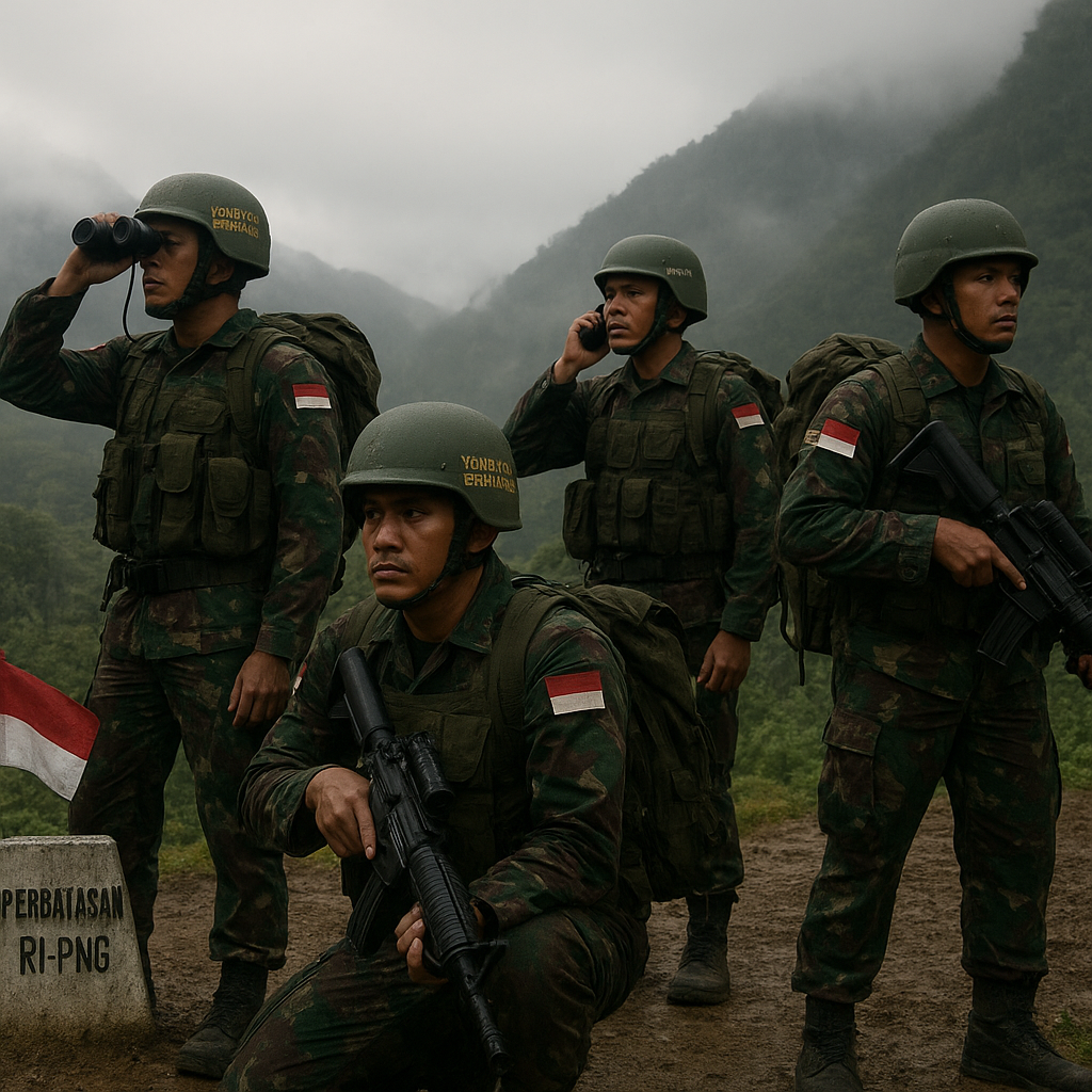 Satgas Yonif 711/Raksatama Amankan Perbatasan RI-PNG dari Ancaman Keamanan
