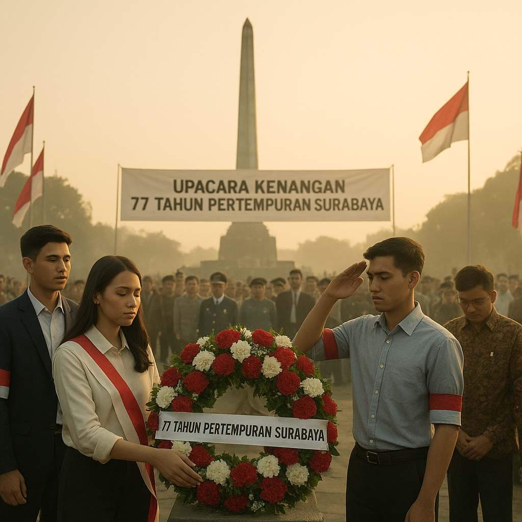 Upacara Kenangan 77 Tahun Pertempuran Surabaya, Generasi Muda Diingatkan akan Semangat 'Merdeka atau Mati'