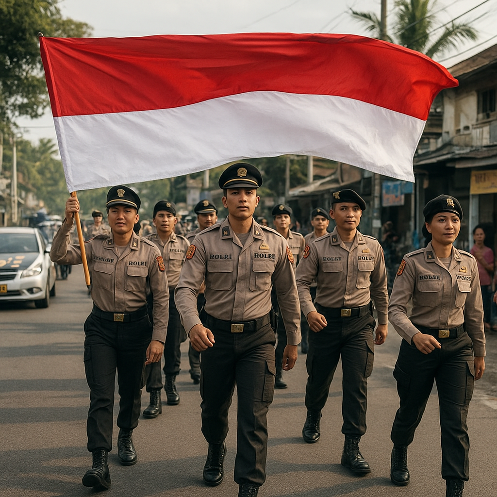 Anggota Polres Bone Lakukan Patroli Sambil Bawa Bendera Merah Putih, Ini Tujuannya