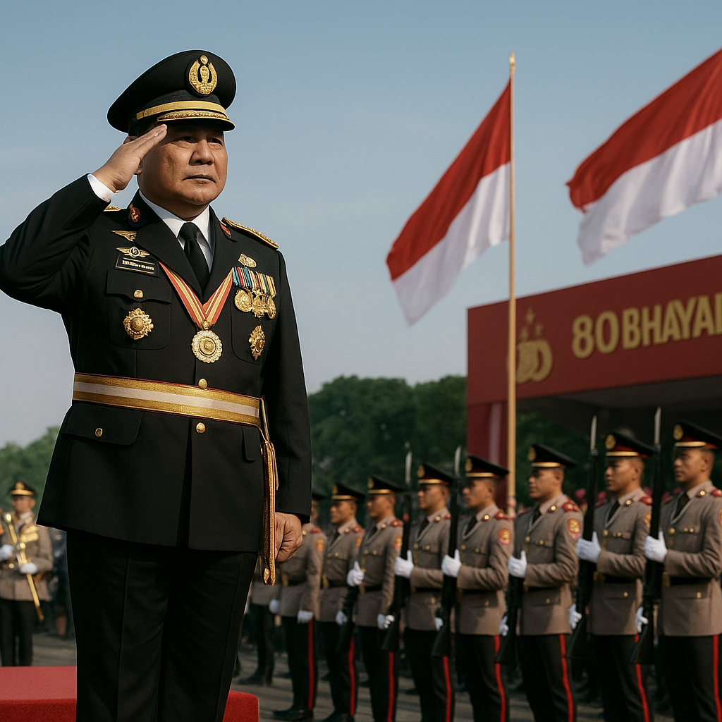 Upacara Megah HUT Bhayangkara ke-80, Prabowo Pimpin Inspektur Pasukan