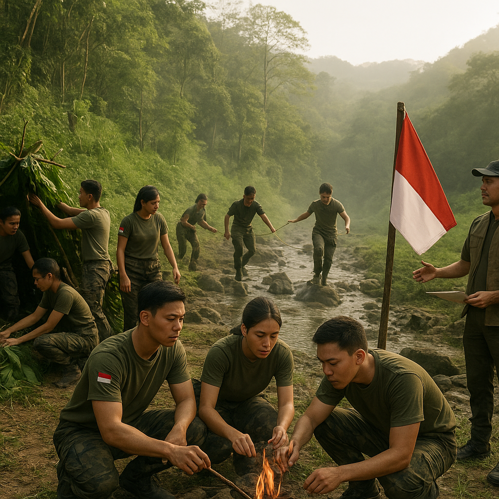 Latihan Survival Bela Negara: Pemuda Diajak Bertahan di Alam Terbuka Seperti Para Prajurit