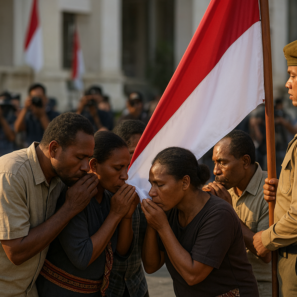 Ikrar Setia ke NKRI: 5 Mantan Anggota OPM Cium Bendera Merah Putih