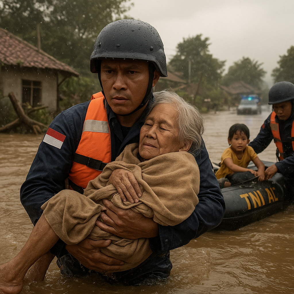 Detik-Detik Penyelamatan: Aksi Heroik Marinir TNI AL di Tengah Terjangan Banjir Lampung