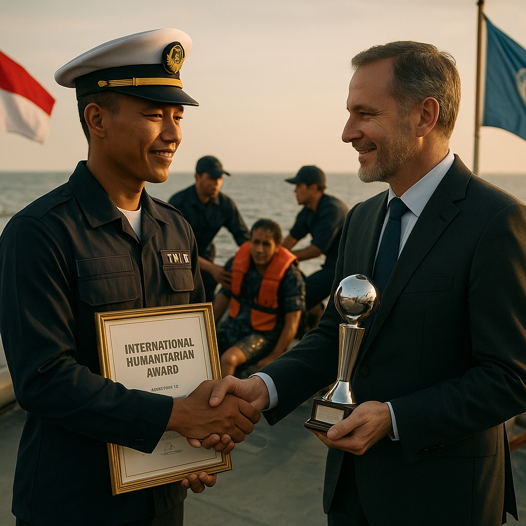 Prajurit TNI AL Dapat Penghargaan Internasional Atas Aksi Penyelamatan di Laut Lepas