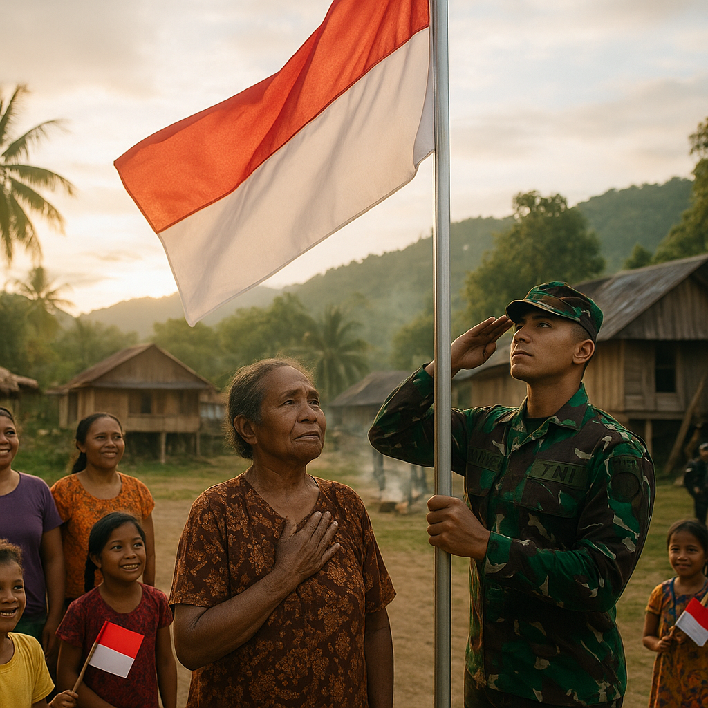 Koops TNI Habema Hadirkan Rasa Aman, Warga Distrik Kembru Kembali Pulang dan Kibarkan Bendera Merah Putih