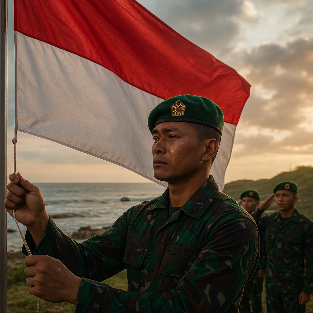 Upacara HUT RI di Pulau Terdepan, Prajurit TNI Kibarkan Sang Saka dengan Air Mata Kebanggaan