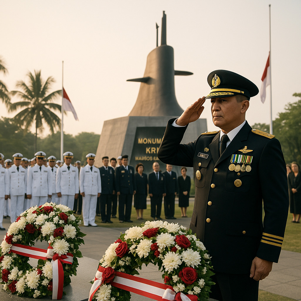 Pangkoarmada II Memimpin Upacara Peringatan Hari Bhakti Hiu Kencana Tahun 2026 di Monumen KRI Nanggala-402