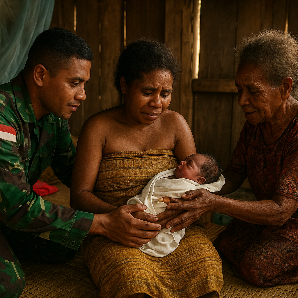 Kisah Haru Prajurit TNI Bantu Persalinan Warga di Daerah Terpencil Papua