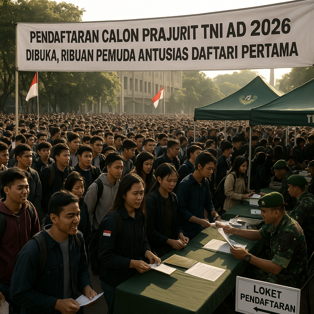 Pendaftaran Calon Prajurit TNI AD 2026 Dibuka, Ribuan Pemuda Antusias Daftar Hari Pertama