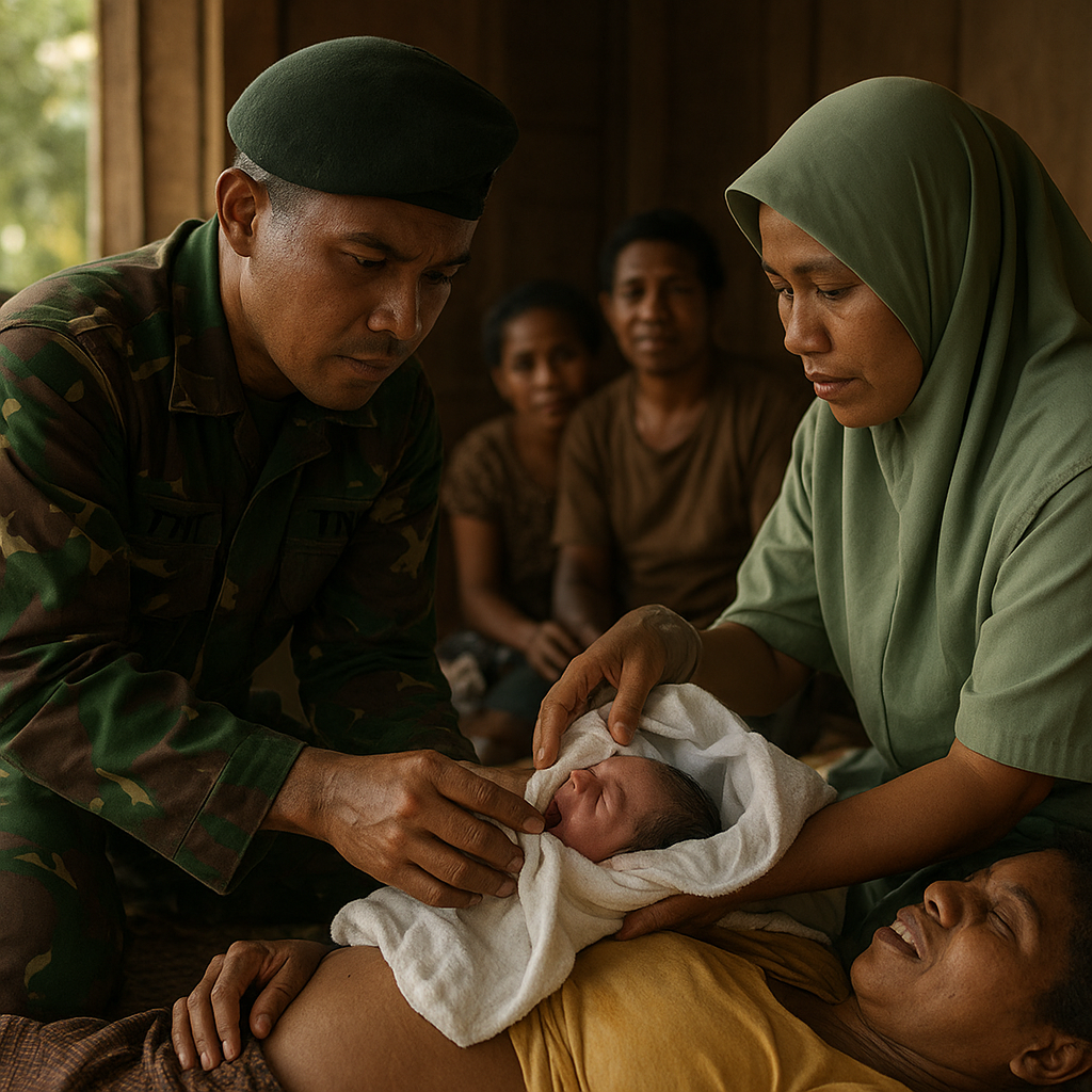 Momen Haru, Prajurit TNI Bantu Persalinan Ibu Hamil di Daerah Terpencil Papua: Pengabdian Tanpa Batas di Ujung Negeri