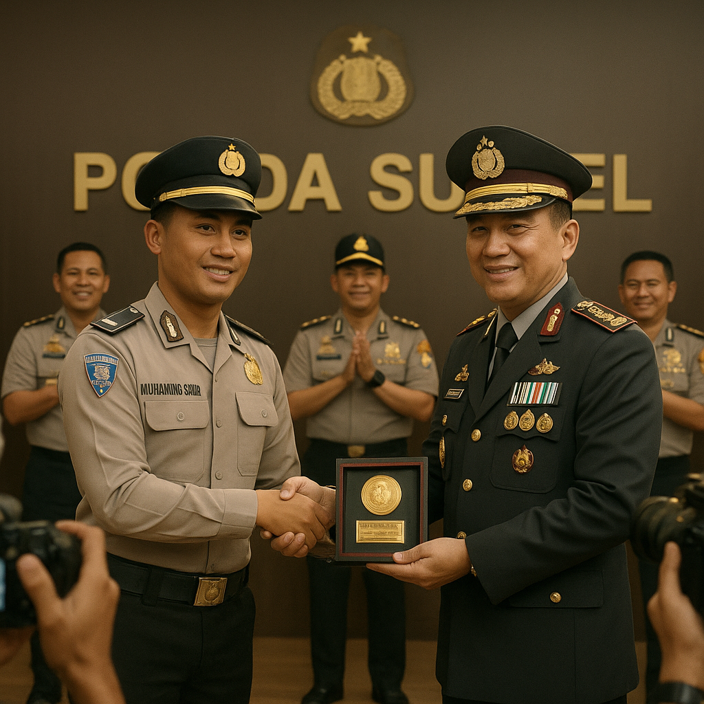 Aksi Heroik Lindungi Pengendara, Aipda Muhammad Sawir Terima Penghargaan dari Kapolda Sulsel