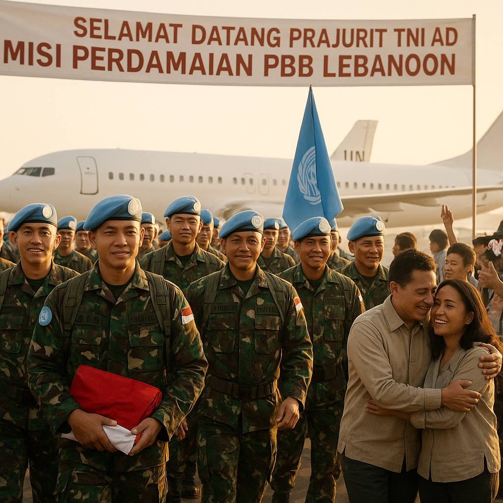 Prajurit TNI AD Kembali dari Misi Perdamaian PBB di Lebanon, Membawa Harum Nama Bangsa