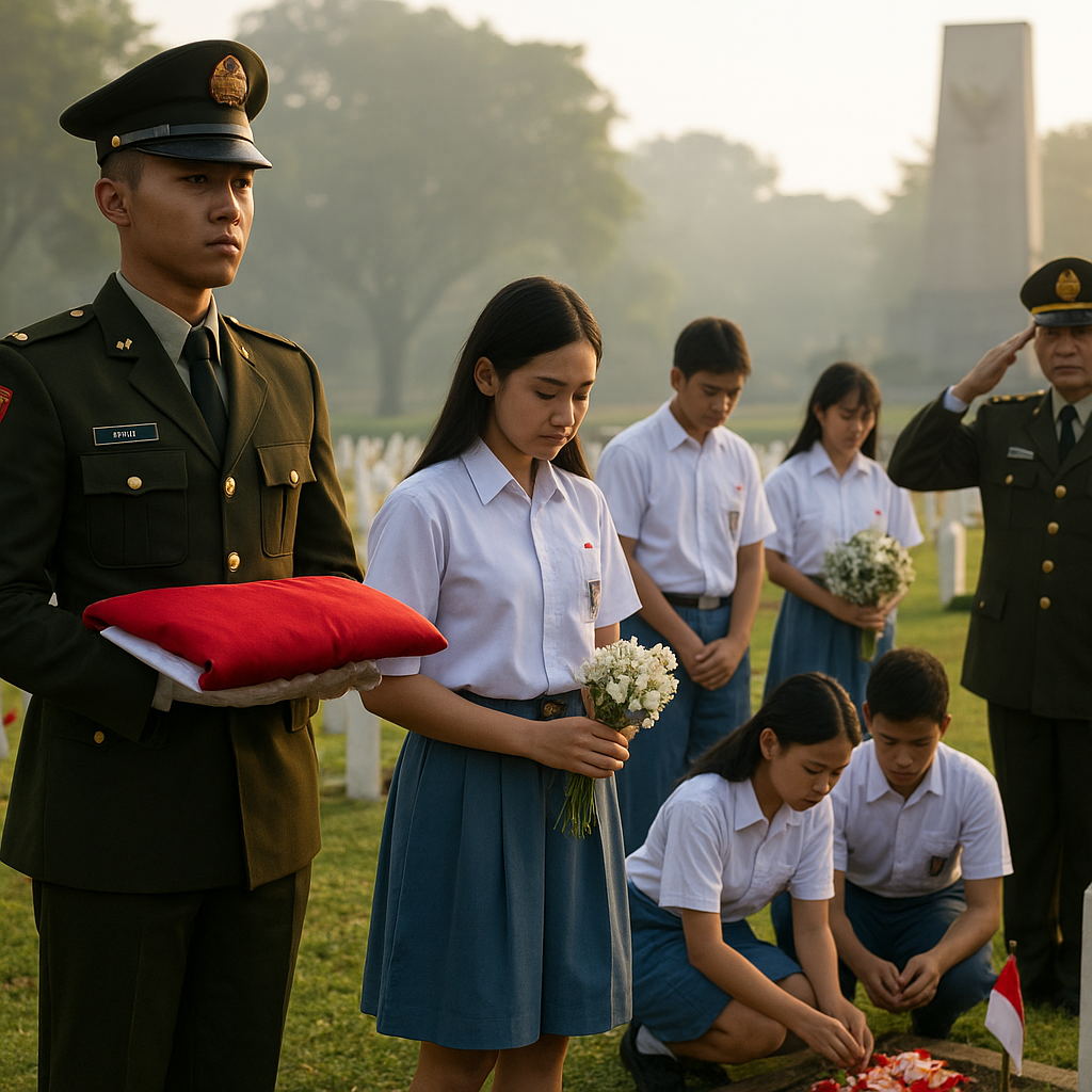 Ziarah ke Makam Pahlawan: Prajurit TNI dan Pelajar Bersama Merenungi Arti Pengorbanan Para Pendahulu