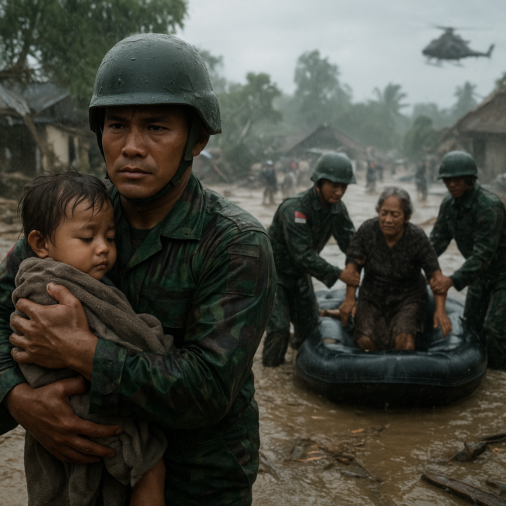 Prajurit Kostrad Bantu Evakuasi Korban Banjir Bandang di Sulawesi Tengah