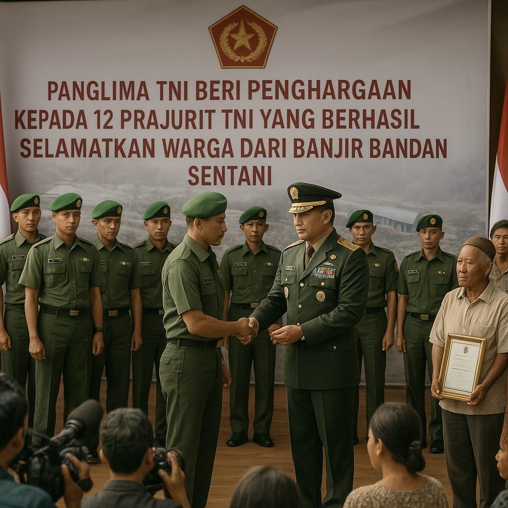 Panglima TNI Beri Penghargaan kepada 12 Prajurit TNI yang Berhasil Selamatkan Warga dari Banjir Bandang Sentani