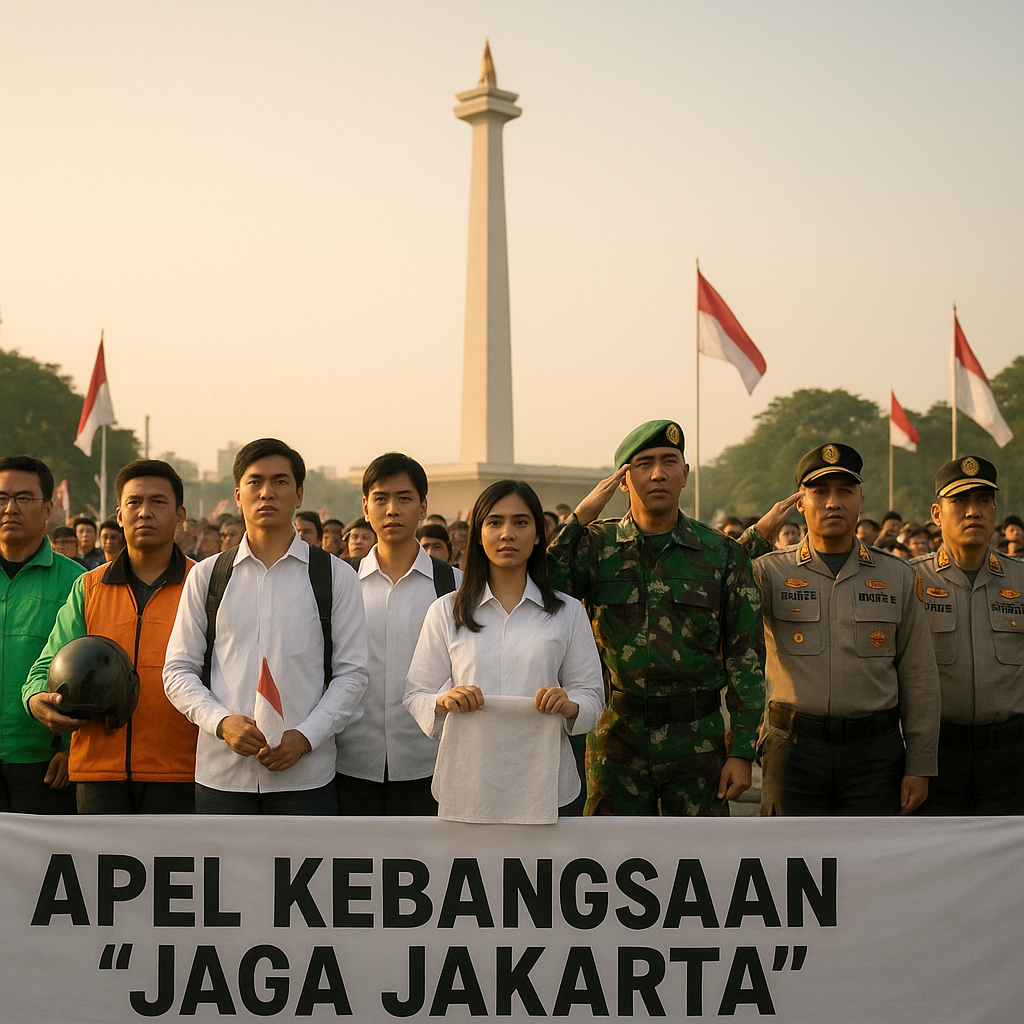 Ojol hingga Mahasiswa Ikut Apel TNI-Polri Jelang HUT RI di Monas