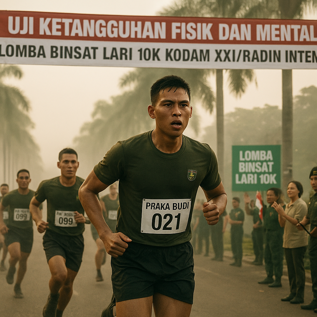 Uji Ketangguhan Fisik dan Mental! Prajurit Kodam XXI/Radin Inten Adu Kecepatan di Lomba Lari 10K