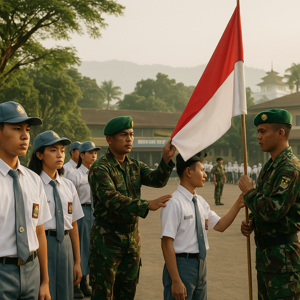 Prajurit TNI AD Gelar Pelatihan Bela Negara bagi Pelajar SMA di Bandung