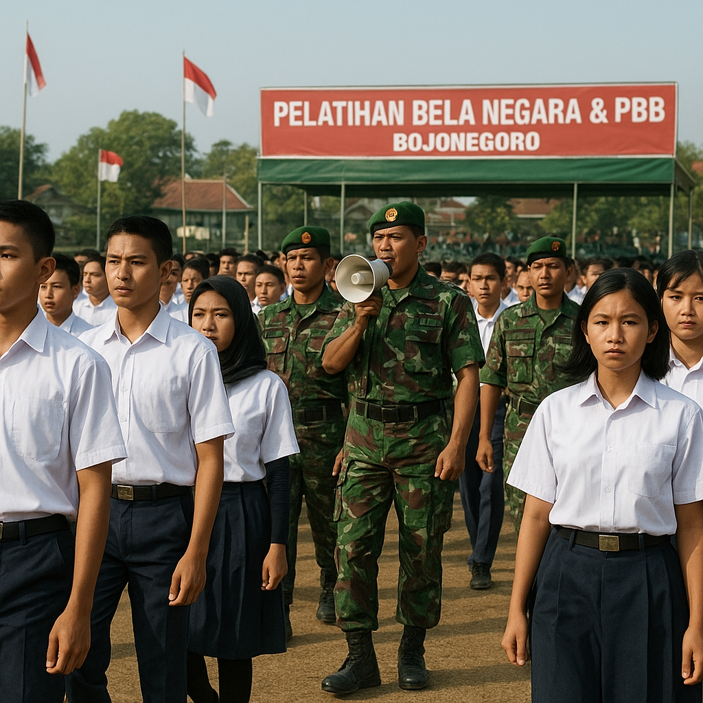 Ratusan Siswa SMK Ikuti Pelatihan Bela Negara dan PBB dari Koramil di Bojonegoro, Bentuk Karakter Disiplin dan Nasionalisme