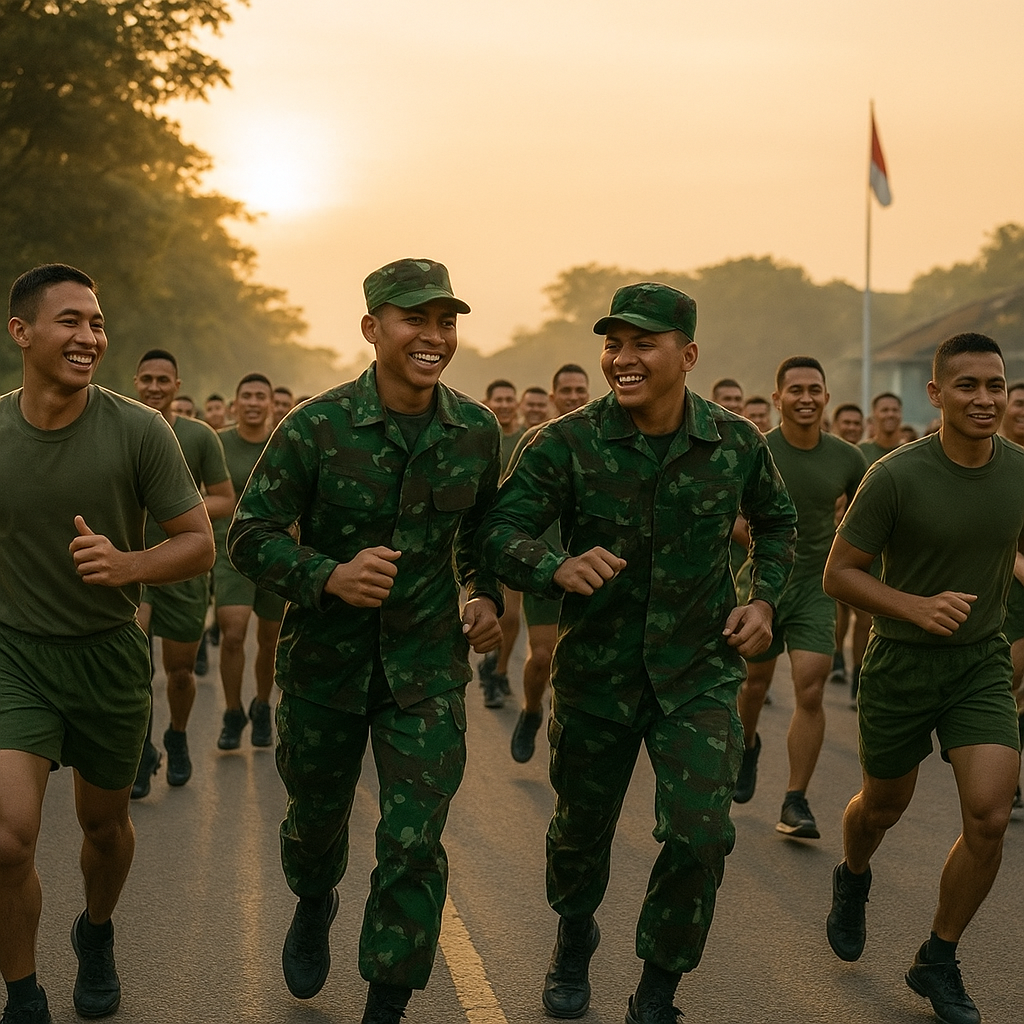 Lari Pagi Gembira Bersama Taruna Akmil dan Prajurit Divisi 2 Kostrad, Membangun Fisik dan Semangat Juang