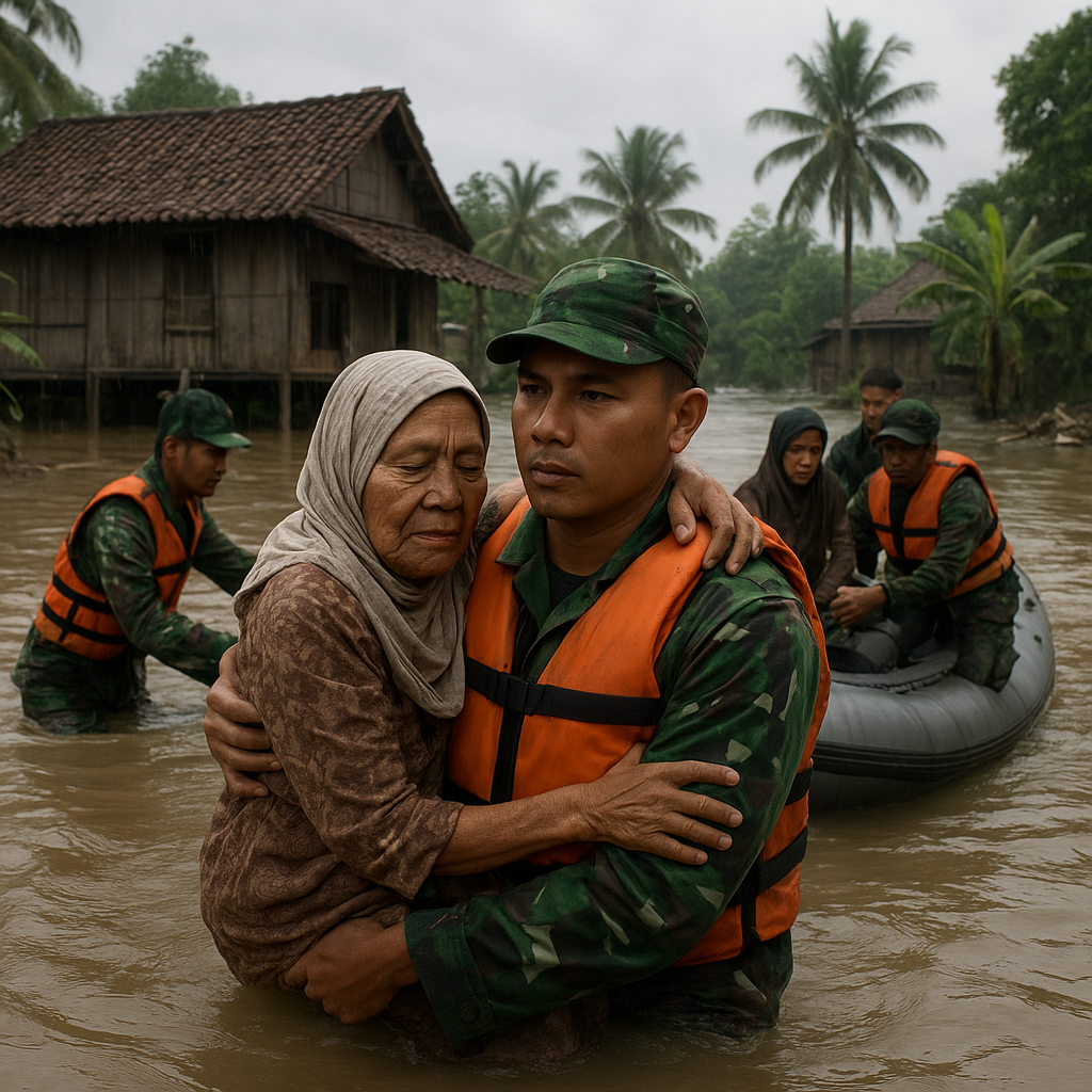 Kisah Prajurit TNI Bantu Warga Terdampak Banjir: Pengabdian Tanpa Pamrih di Tengah Bencana