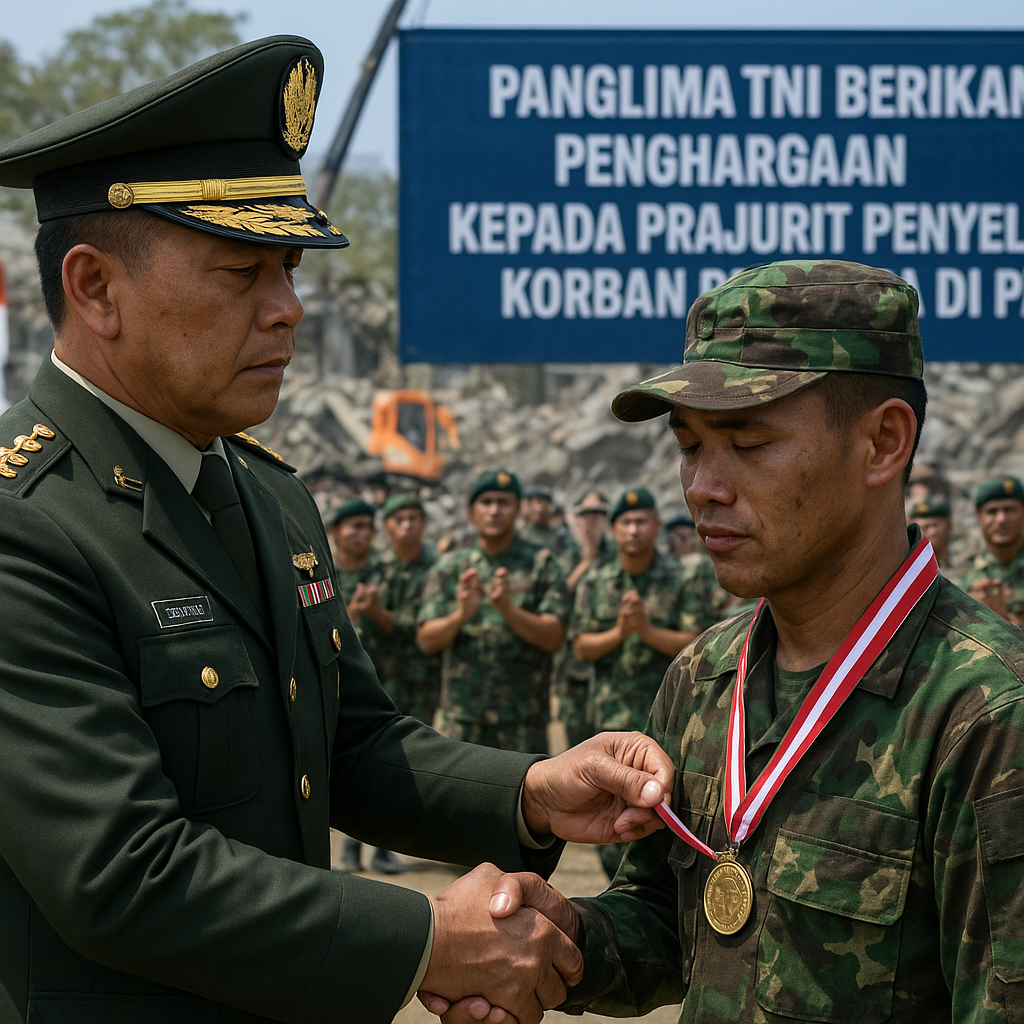 Panglima TNI Berikan Penghargaan kepada Prajurit Penyelamat Korban Bencana di Palu
