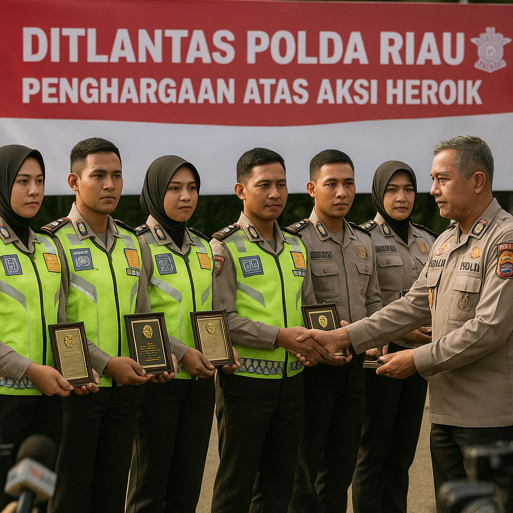 Heroik di Lapangan, 6 Anggota Ditlantas Polda Riau Diganjar Reward
