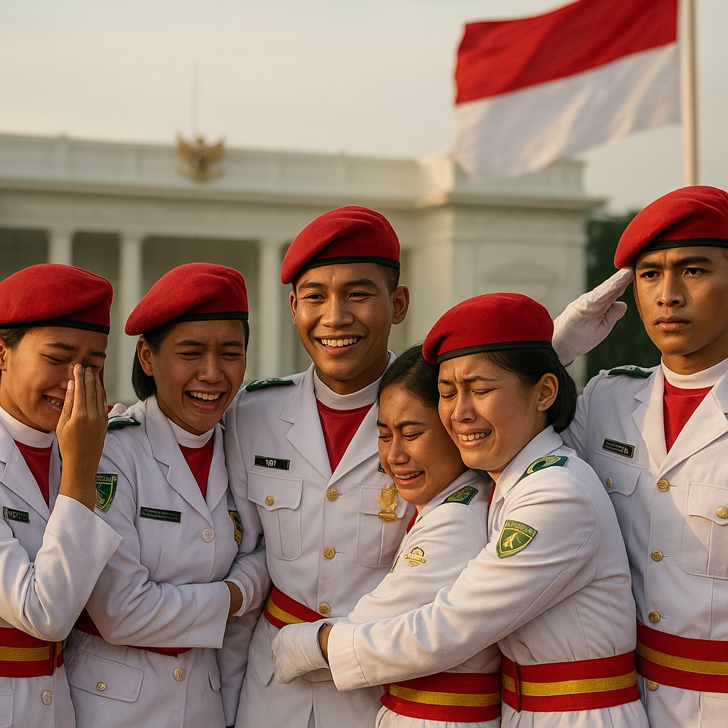 Kebanggaan dan Air Mata Haru Paskibraka Usai Mengibarkan Sang Saka