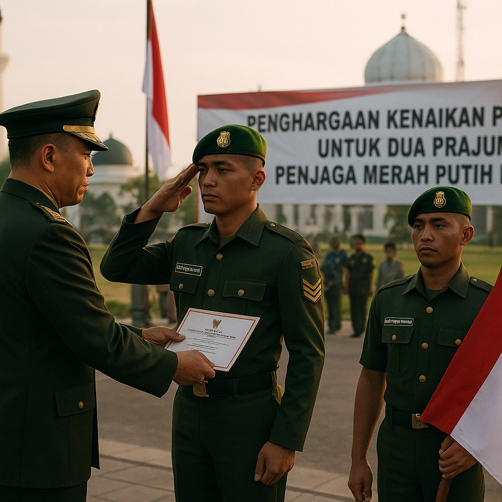 Penghargaan Kenaikan Pangkat untuk Dua Prajurit Penjaga Merah Putih di Aceh