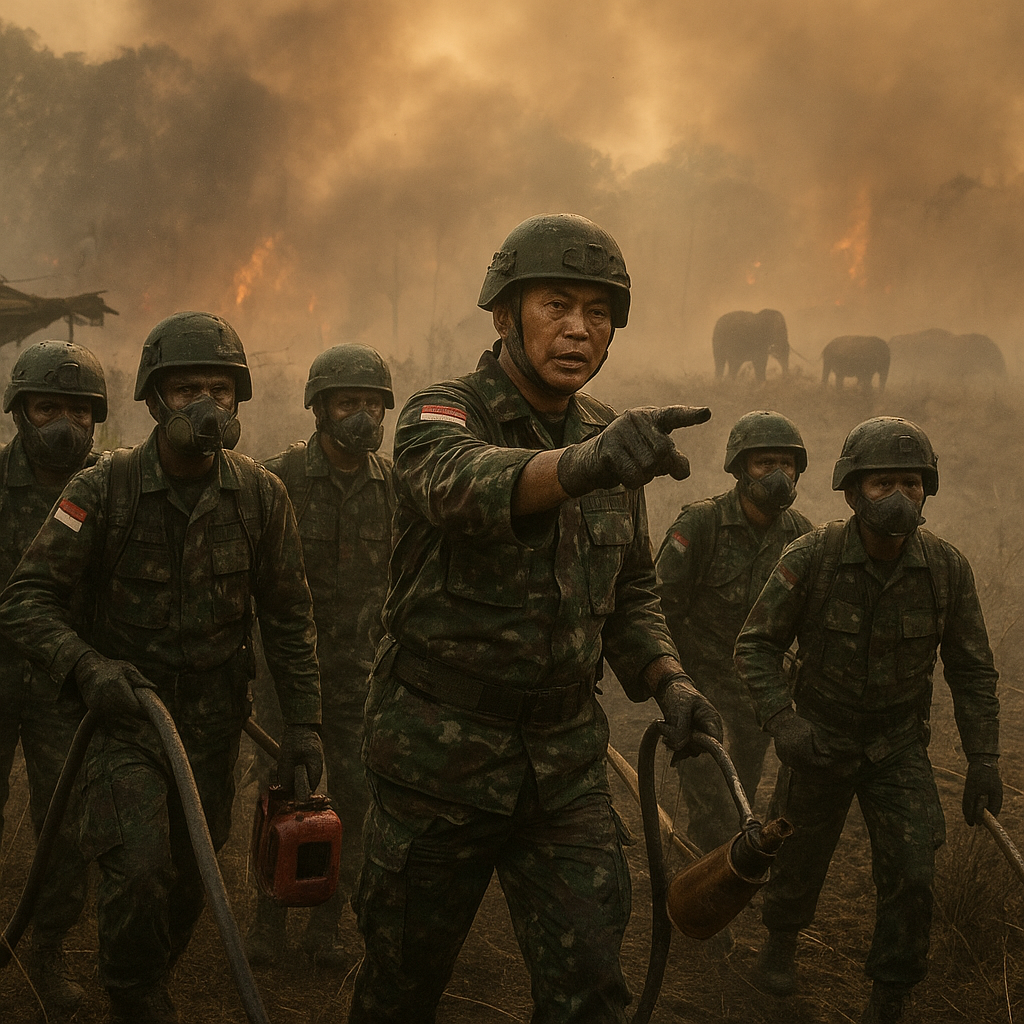 Tim Alfa TNI Dikerahkan Tembus Medan Sulit untuk Padamkan Karhutla TNWK