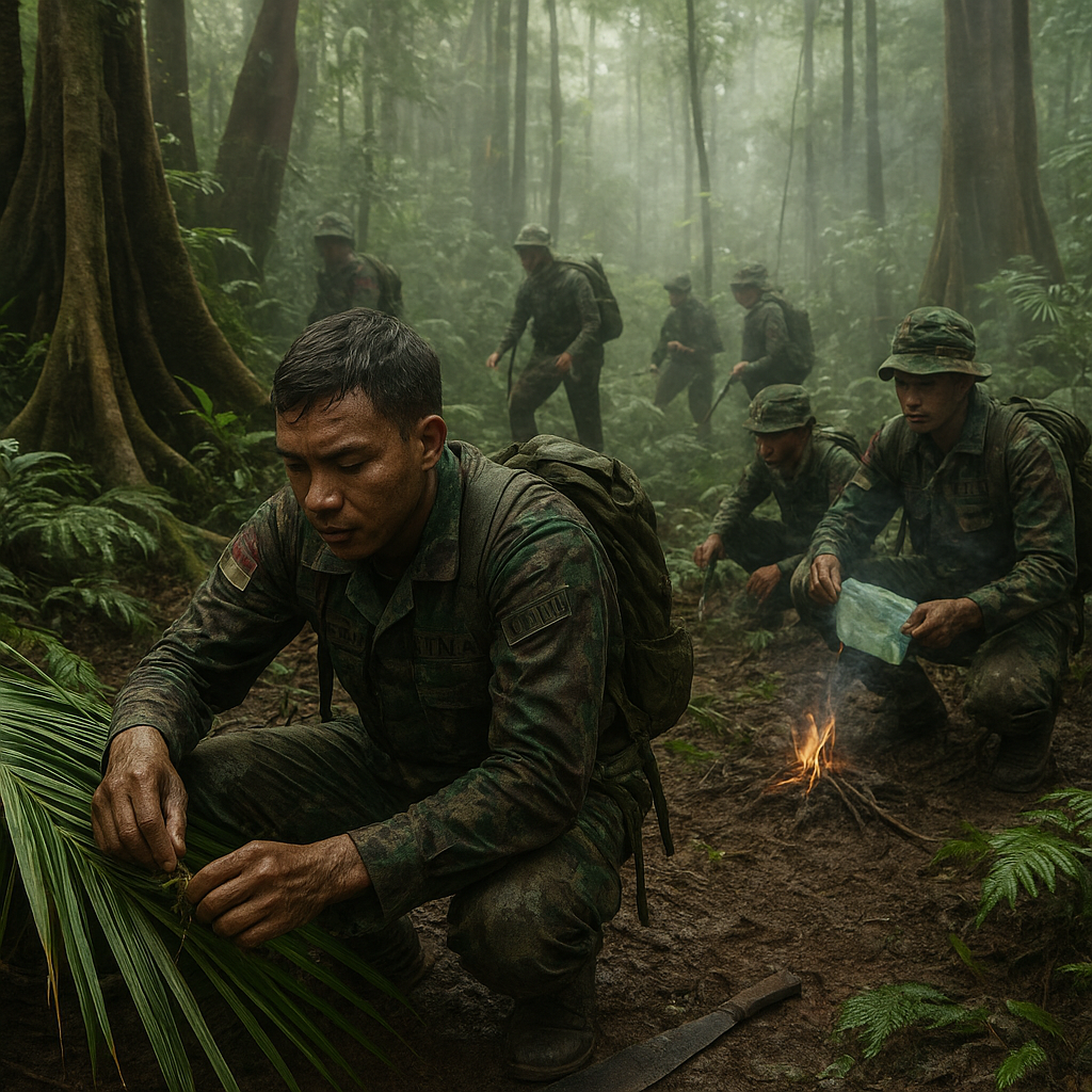 Prajurit TNI AD Latihan Survival 72 Jam di Hutan Belantara Kalimantan